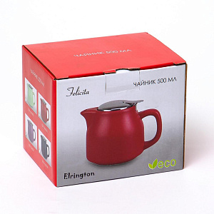 Чайник заварочный 500мл ELRINGTON Феличита фильтр Матовый красный подарочная упаковка керамика 000000000001195484