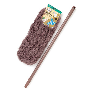 Швабра 70х130см DE'NASTIA ручка телескоп насадка Soft коричневый сталь/микрофибра 000000000001222327