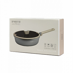 Сковорода с крышкой 28см DE'NASTIA глубокая силикон бежевый алюминий 000000000001223615