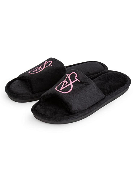 Тапочки домашние 36-37 женские VS открытые черный полиэстер/ПВХ 000000000001228830