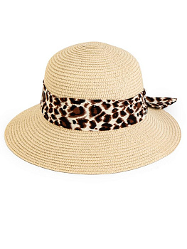 Шляпа 56-58см пляжная с бантом молочный полиэстер 000000000001227481