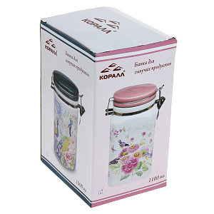 Банка с клипсой для сыпучих продуктов Коралл, 1.1л 000000000001153865