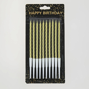 Набор свечей 10шт 13см Золото парафин 000000000001210176