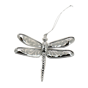 Новогоднее подвесное елочное украшение Стрекоза серебряная из полипропилена / 12,5x11см арт.80241 000000000001191241