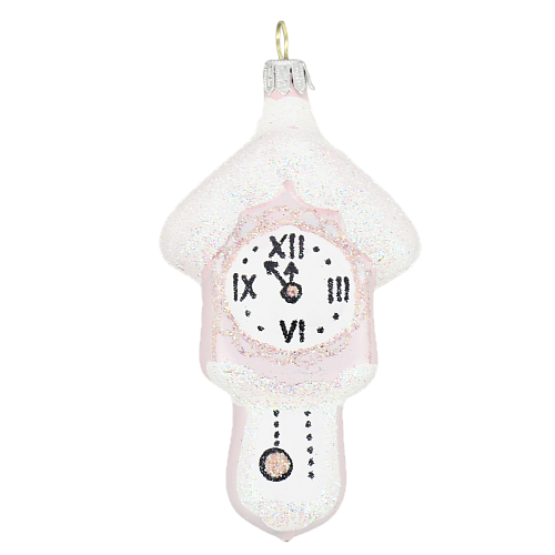 Декоративное украшение на елку Часы 10см БИРЮСИНКА розовый стекло 000000000001207669
