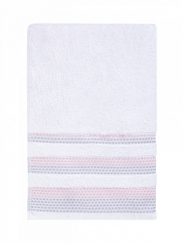 Полотенце махровое LUCKY Бордюр точки 450gsm 70x140 100% хлопок, белый/ розовый D100408 000000000001227651