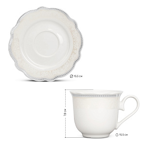 Пара чайная 280мл/блюдце Stephanie с перламутром серебро фарфор 000000000001219801