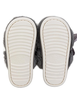 Тапочки домашние 36-37 женские меховые атласный бант серый полиэстер/ПВХ 000000000001228914