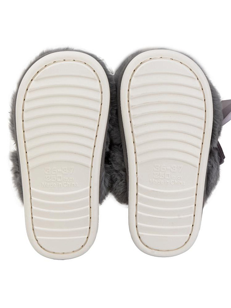 Тапочки домашние 36-37 женские меховые атласный бант серый полиэстер/ПВХ 000000000001228914