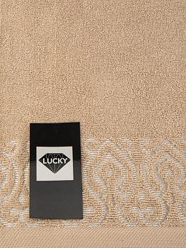 Полотенце махровое 70х130см LUCKY Итальянский бордюр капучино хлопок 100% 000000000001225076