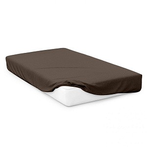 Простыня трикотажная на резинке 90х200х20см СОФТИ шоколад хлопок 100% 000000000001220964