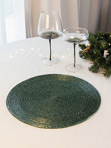 Салфетка сервировочная 35см DE'NASTIA зеленый бисер 000000000001229580