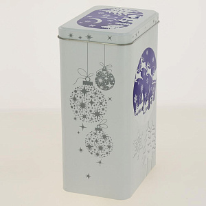 Бaнка Металличеcкая Новогодняя синяя 0,27л из лакированной и литoгрaфиpoвaннoй жеcти с откидной крышкой, для пищевых продуктов.П135* 000000000001192885