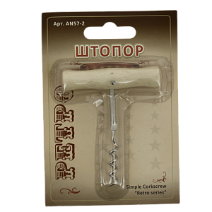 Штопор МУЛЬТИДОМ Ретро хромированная сталь/дерево 000000000001203501