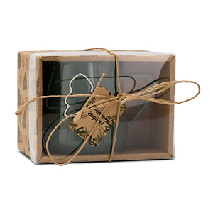 Кружка 340мл 7,6см DE'NASTIA Ель зеленый фарфор 000000000001226185