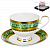 Чайная пара (чашка 230мл) BALSFORD Саксония золото/зеленый подарочная упаковка с бантом фарфор 000000000001193945