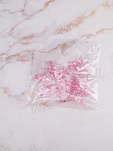Украшение декоративное Нить из 3х снежинок 18,5х6,5см розовый пластик 000000000001208280