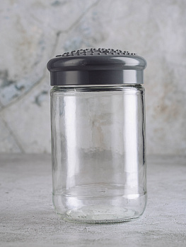 Банка для сыпучих продуктов 660мл FACKELMANN Style серая крышка стекло 000000000001194380