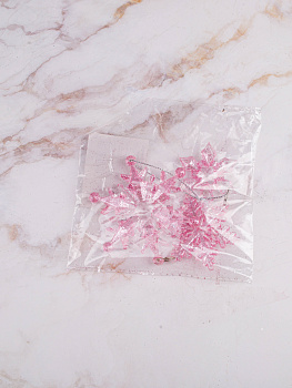 Украшение декоративное Нить из 3х снежинок 18,5х6,5см розовый пластик 000000000001208280