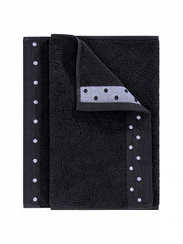 Полотенце махровое LUCKY Бордюр горошек 500gsm 35x70 100% хлопок, графит D100412 000000000001227647