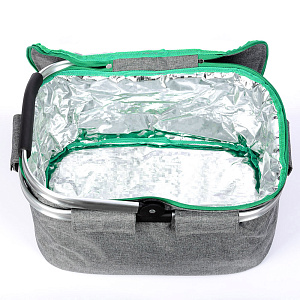 Термосумка 30л 48х27х24см складная с алюминиевым каркасом 1 ручка серый 000000000001212125