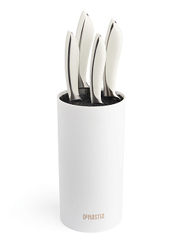 Подставка для ножей 22x11см DE'NASTIA белая с черной вставкой пластик 000000000001210807