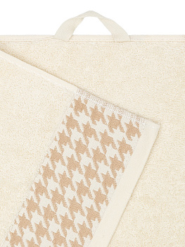 Полотенце махровое 50x90см DE'NASTIA Бордюр гусиная лапка молочный хлопок 100% 000000000001219832