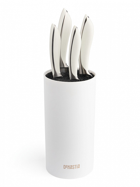 Подставка для ножей 22x11см DE'NASTIA белая с черной вставкой пластик 000000000001210807