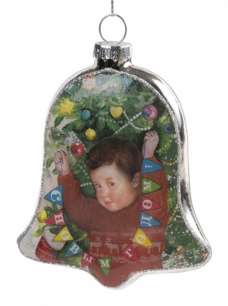 Новогоднее подвесное украшение Мальчик с гирляндой из стекла / 7х1,5х8 см арт.80376 000000000001191407