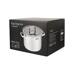 Кастрюля 11,5л DE'NASTIA с крышкой стальная фурнитура серый нержавеющая сталь 000000000001221911