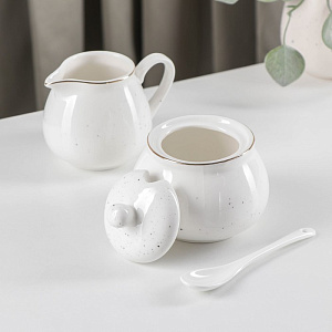 Сервиз чайный 15 предметов ДОЛЯНА Млечный путь (6шт чашек, 6шт блюдец, молочник, чайник, сахарница) белый фарфор 000000000001210616