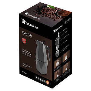 Кофеварка гейзерная POLARIS Kontur-4C 4 чашки литой алюминий 015182 000000000001202716