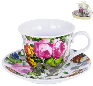 Пара чайная 220мл/блюдце OLAFF Цветение Флора подарочная упаковка фарфор 000000000001197808