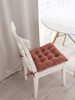 Подушка на стул 40х40см DE'NASTIA темно-розовый велюр полиэстер 000000000001226955