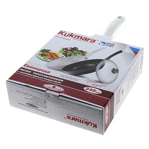 Сковорода 24х6см KUKMARA Традиция с ручкой стеклянная крышка антипригарное покрытие светлый алюминий 000000000001121246