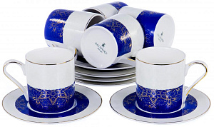 Набор кофейный фарфор 12шт 6 чашек 100мл+6 блюдец подарочная упаковка МИЛЯС BALSFORD 146-30002 000000000001193951