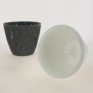 Кашпо со вставкой Вдохновение 3л цвет Серый 18612 артикул КШ-5421 пластик 000000000001194624