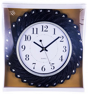 Часы настенные 43х43х4,3см GUTERWAHI круглые черные 000000000001213643