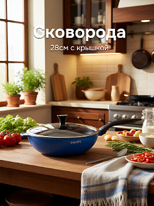 Сковорода 28см с крышкой алюминий 000000000001228969