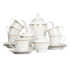 Сервиз чайный 15 предметов Stephanie с перламутром золото фарфор 000000000001219794