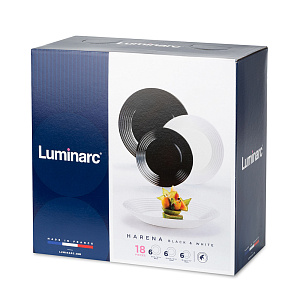 HARENA WHITE Набор столовой посуды 18 предметов LUMINARC стекло HARENA WHITE Набор столовой посуды 18 предметов LUMINARC стекло 000000000001213840