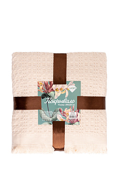 Покрывало 200x220см LUCKY вафельное с бахромой молочный хлопок 100% 000000000001212563