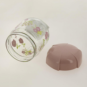 Банка 425мл RENGA Цветы с пластиковой крышкой стекло 000000000001203280