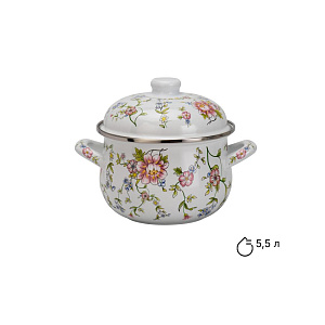 Кастрюля 24см-5,5л Розы эмаль 000000000001223940