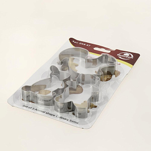 Набор форм для приготовления печенья. Мультидом. Пушистая компания. Белочка-11х8,5см, мишка-6,2х9,3см, зайка-6х9см. Нержавеющая сталь. 000000000001205154