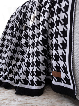 Плед 150x200см DE'NASTIA Гусиные лапки черный/белый акрил 000000000001212168