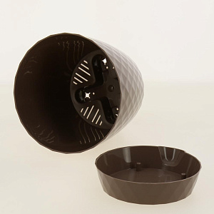 Горшок для растений Румба 1,5л мокко с пристежным поддоном прикорневой полив 000000000001196340