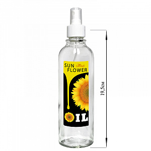 Бутылка для масла/соусов 330мл LARANGE Sun flower oil цилиндрическая с кнопочным дозатором черно-желтая стекло 000000000001212505