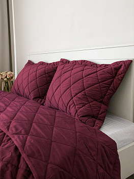 Наволочки 50x70см 2шт DE'NASTIA геометрия велюр бордовый полиэстер 000000000001227986