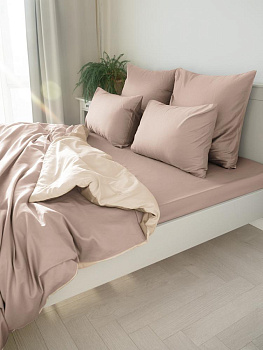 Простыня 160x240см DE'NASTIA бежевый сатин NEW хлопок 100% 000000000001215785